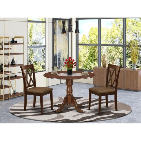 East West Furniture 3 Piece Dublin Dinette Set - Mahogany DLCL3-MAH-C